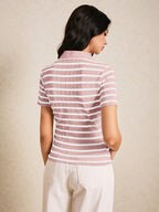 Poéselle Women's Front Button Short Sleeve Striped Casual Blouse shein