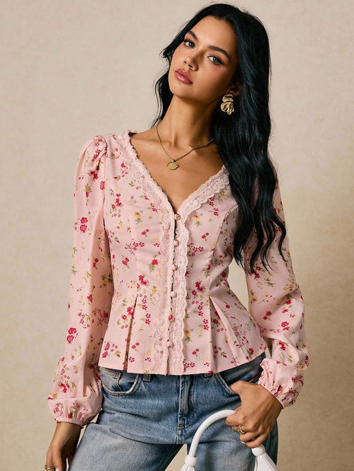 Poéselle Women's Shirts Button Placket Waist Shirts shein