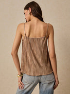 Frenchy Solid Plisse Cami Top shein