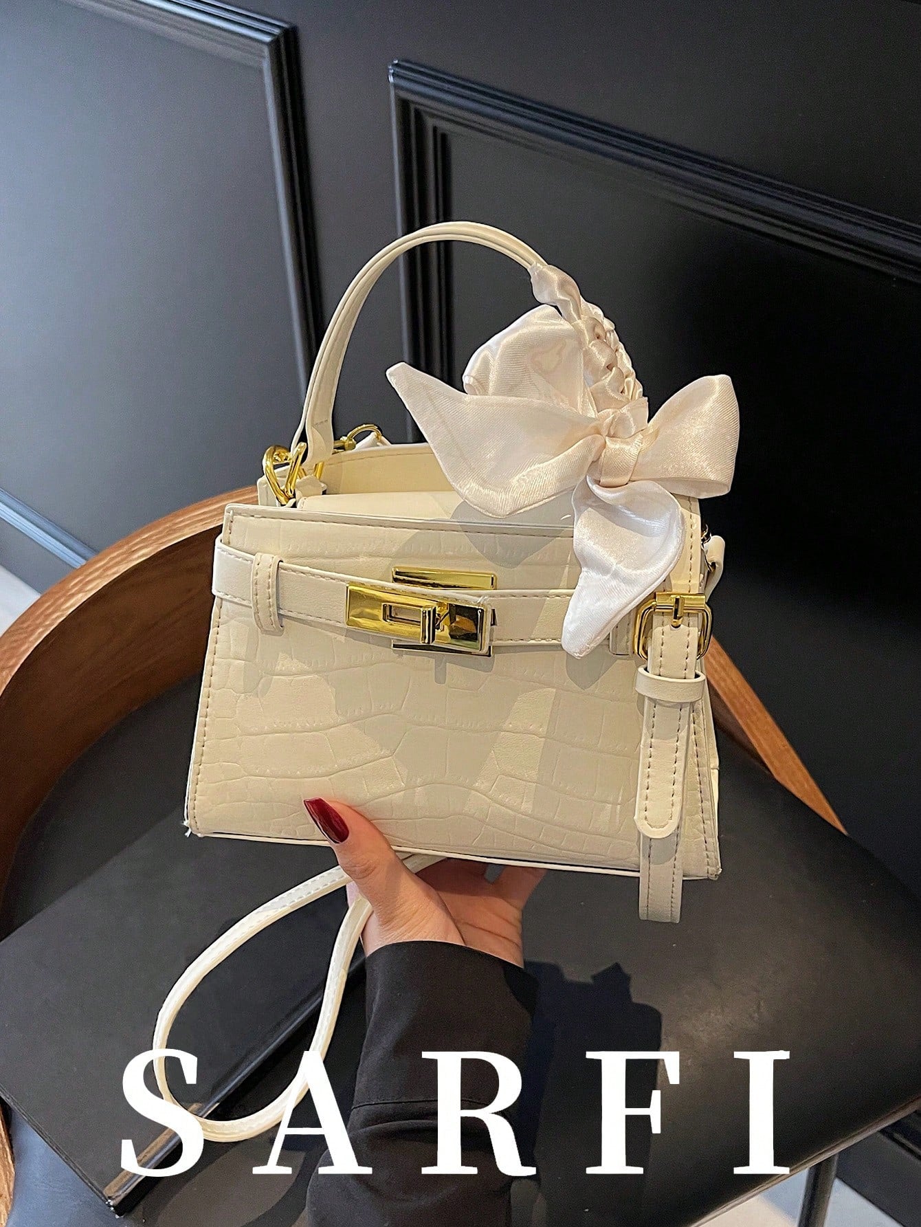 Fashionable High-End Litchi Grain Women's Handbag