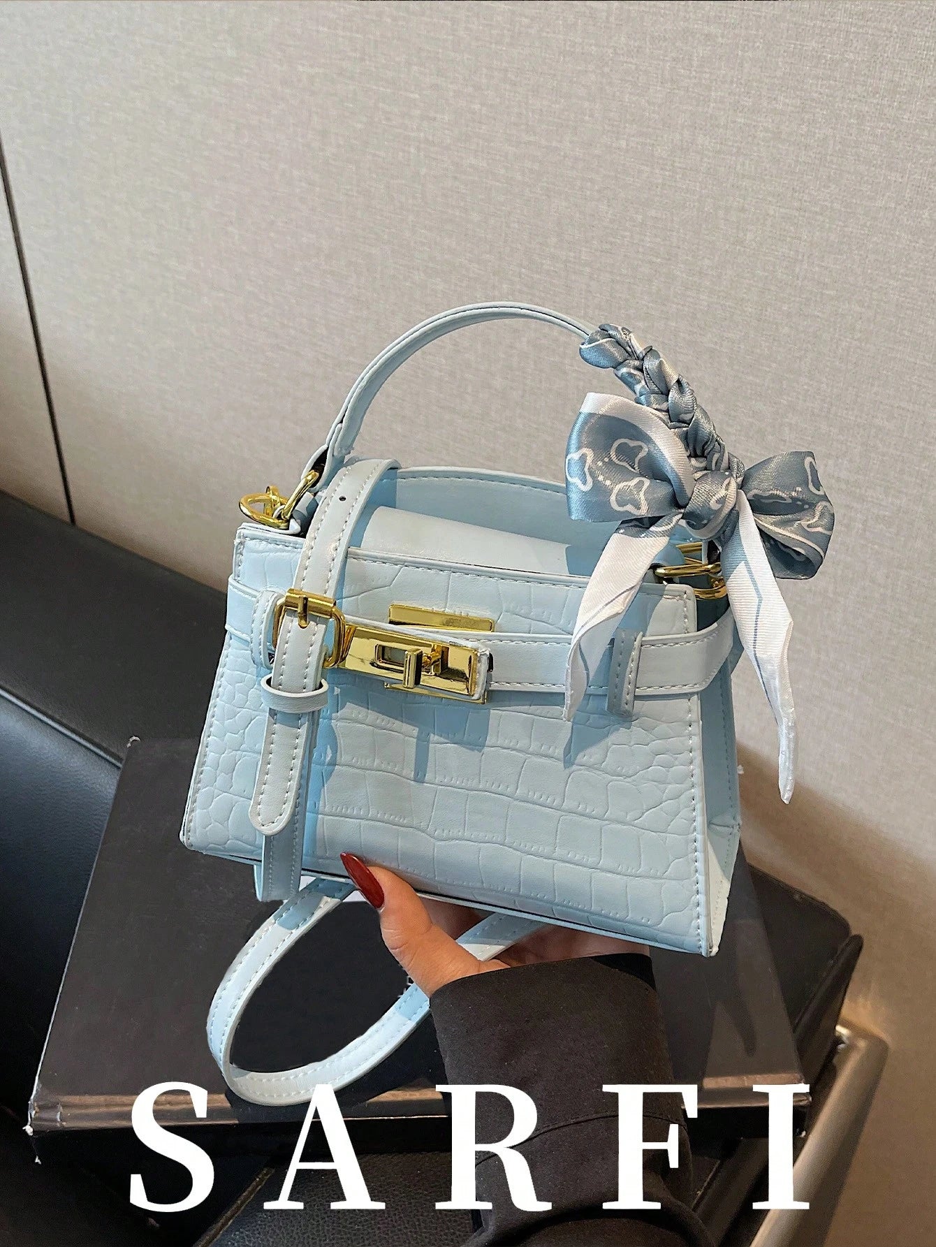 Fashionable High-End Litchi Grain Women's Handbag