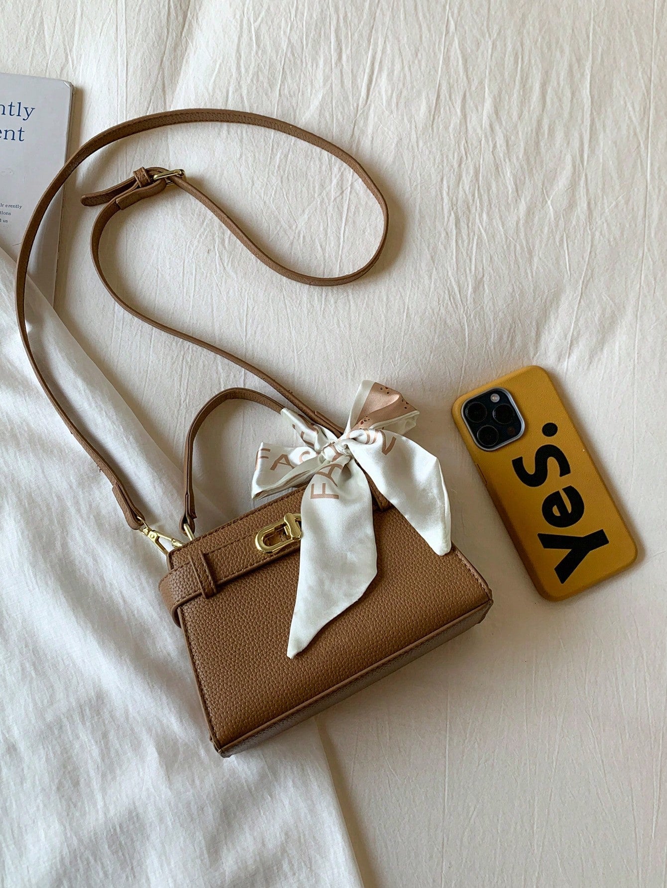 Fashionable High-End Litchi Grain Women's Handbag shein