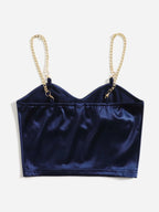 Privé Chain Detail Silky Bustier Cami Crop Top shein