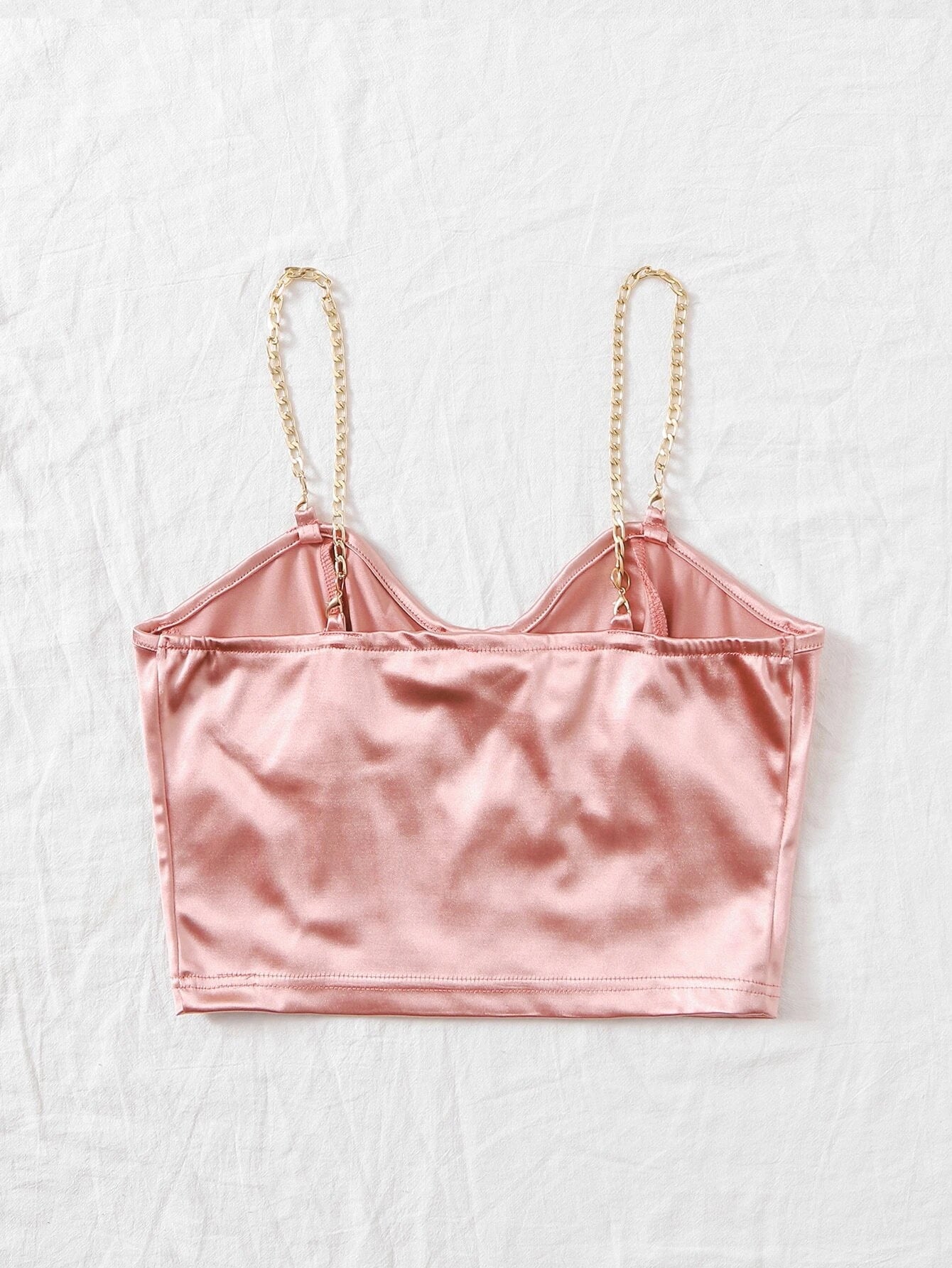 Privé Chain Detail Silky Bustier Cami Crop Top shein