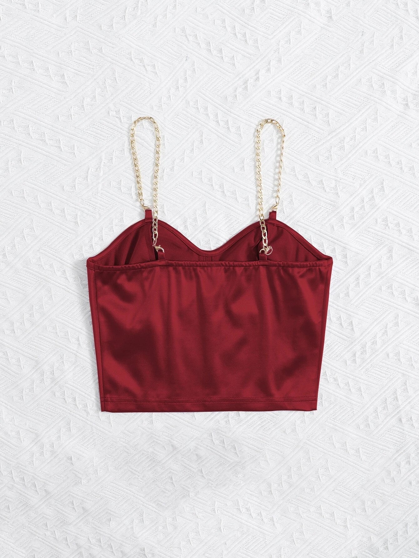 Privé Chain Detail Silky Bustier Cami Crop Top shein