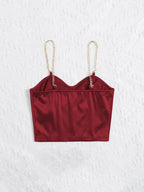 Privé Chain Detail Silky Bustier Cami Crop Top shein