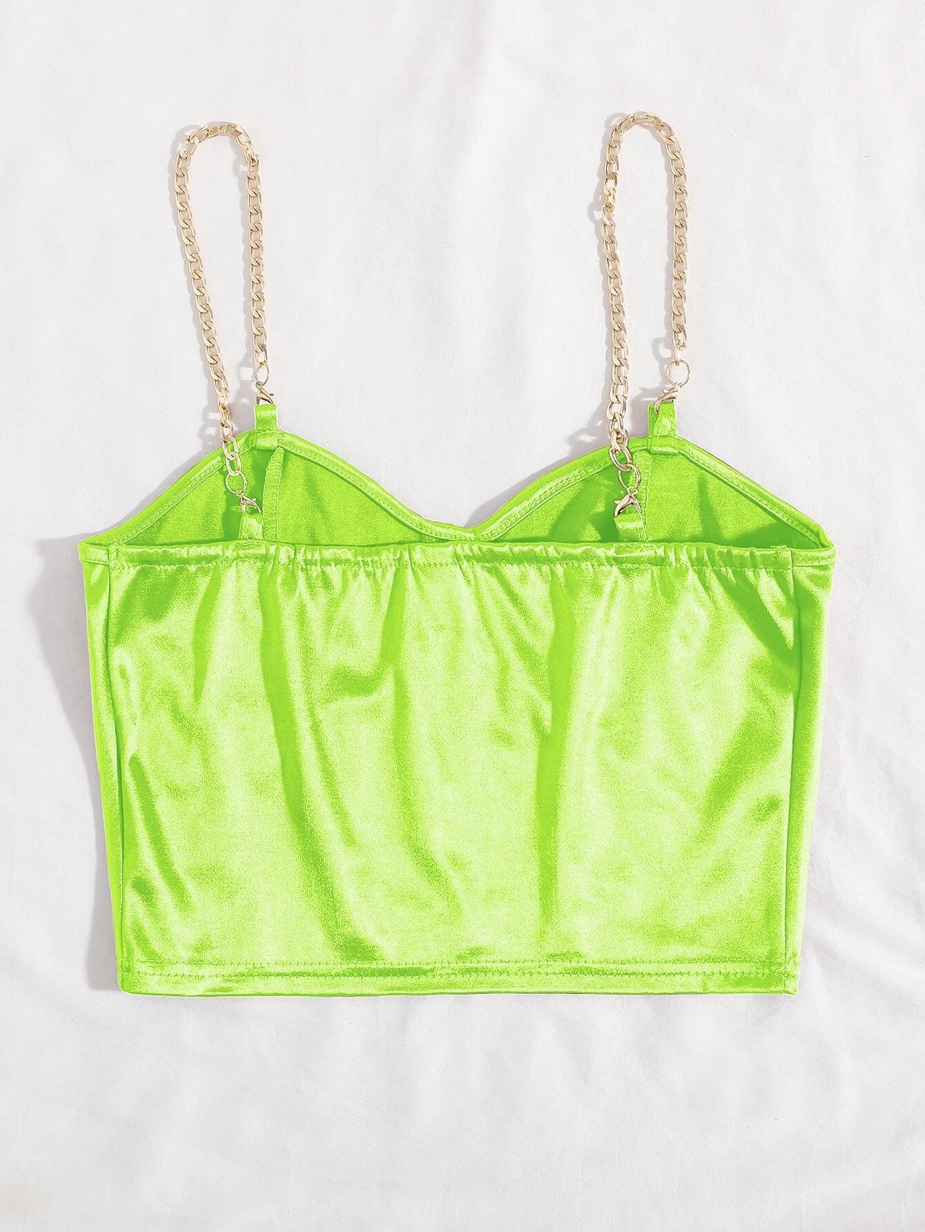 Privé Chain Detail Silky Bustier Cami Crop Top shein