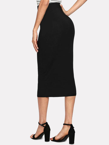 Privé Elastic Waist Jersey Pencil Skirt shein