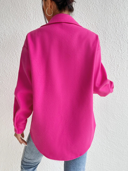 Privé Flap Pocket Drop Shoulder Overcoat shein