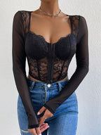 Privé Hook And Eye Lace Crop Top shein