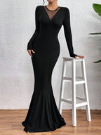Privé Mesh Patchwork Sexy & Elegant Bodycon Mermaid Dress shein
