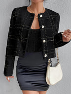 Privé Plaid Pattern Button Front Overcoat shein