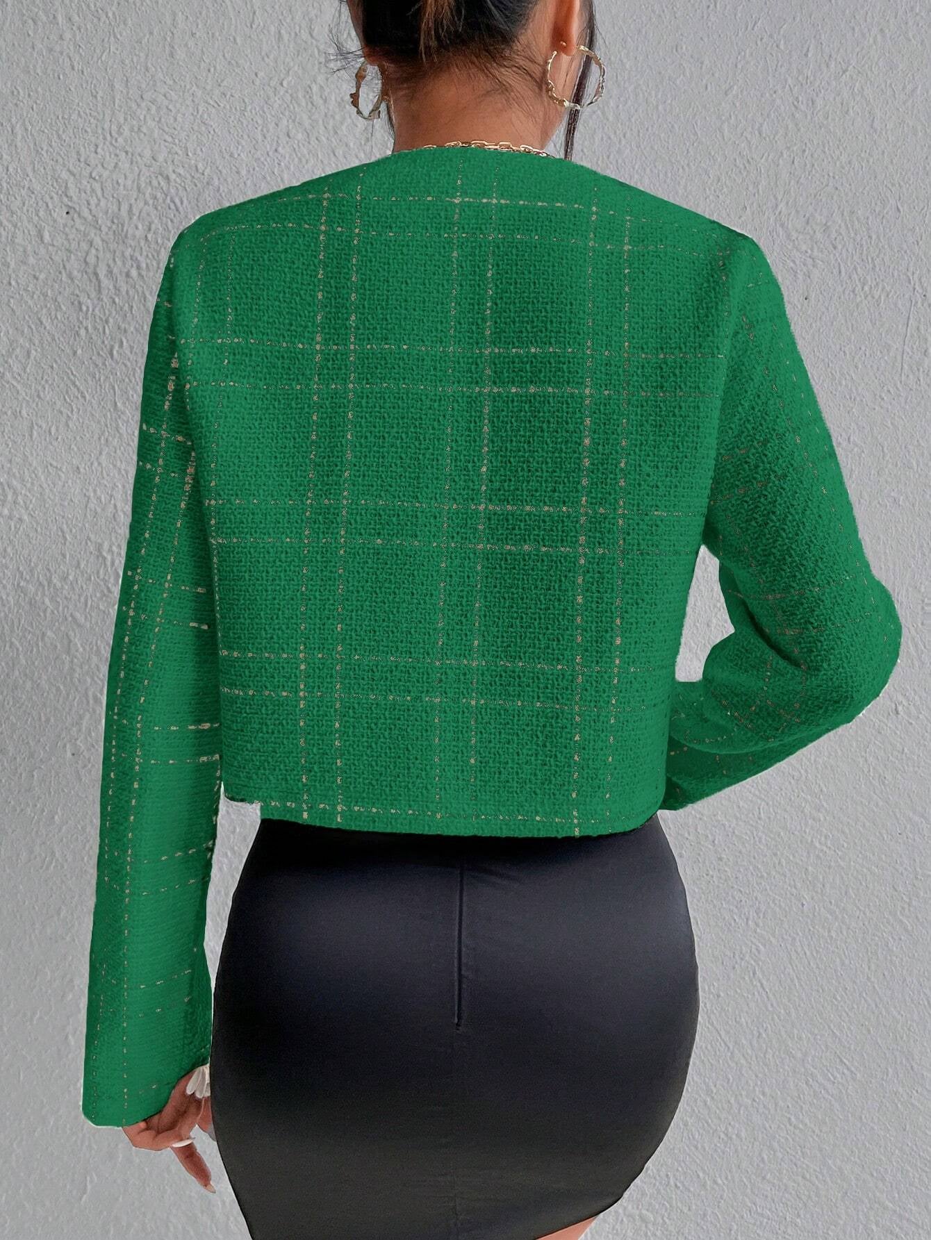 Privé Plaid Pattern Button Front Overcoat shein