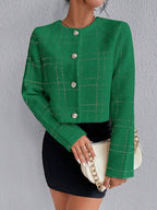 Privé Plaid Pattern Button Front Overcoat shein