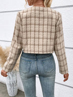 Privé Plaid Pattern Button Front Overcoat shein