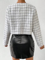 Privé Plaid Pattern Button Front Overcoat shein