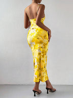 Privé Tie Dye Ruched Split Thigh Cami Dress shein