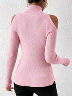 Privé Turtleneck Cold Shoulder Sweater shein