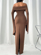 Privé Women's Off Shoulder Bodycon Maxi Dress shein