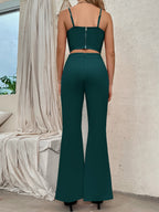 Privé Zip Back Bustier Cami Top & Flare Leg Pants shein