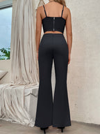 Privé Zip Back Bustier Cami Top & Flare Leg Pants shein
