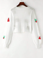 Qutie Women's Strawberry Printed Button-up Cardigan shein