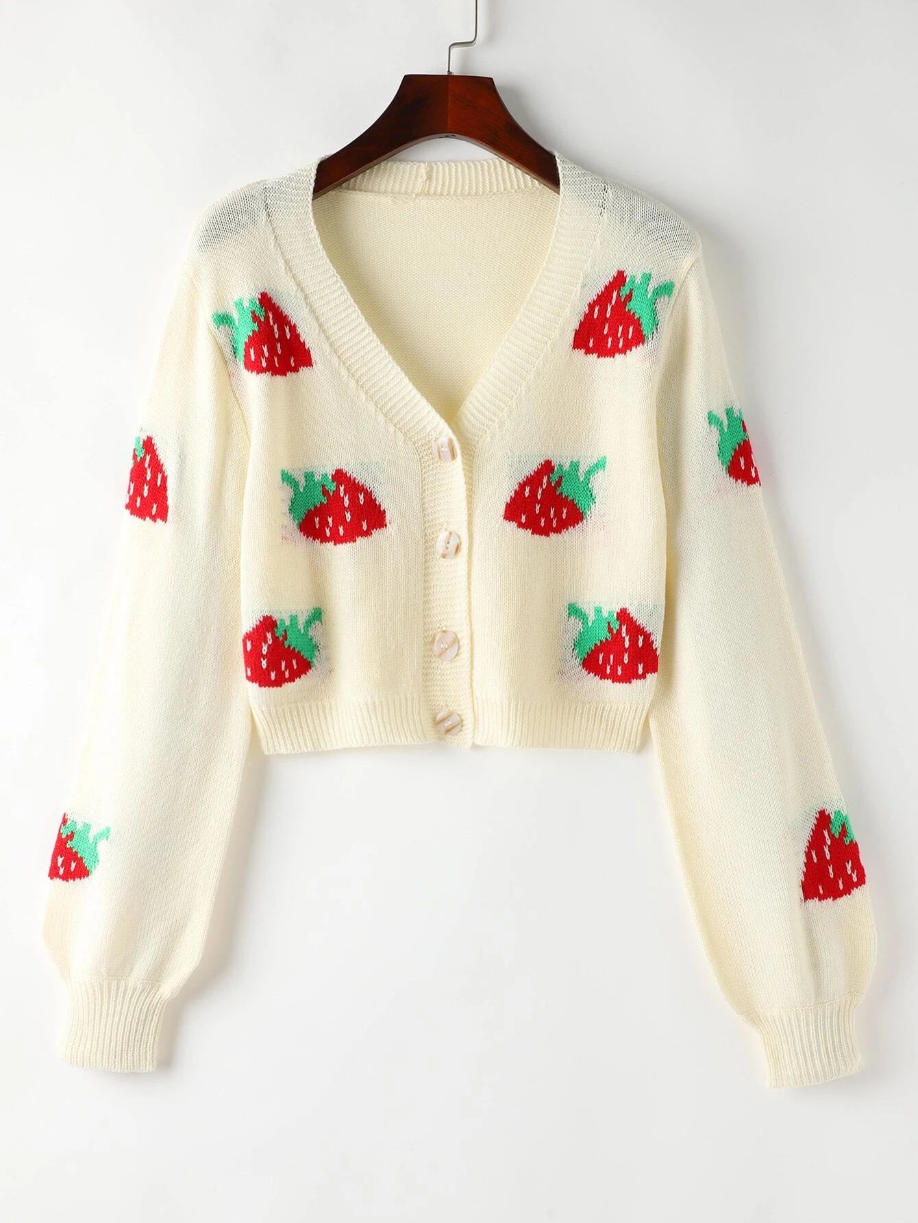 Qutie Women's Strawberry Printed Button-up Cardigan shein