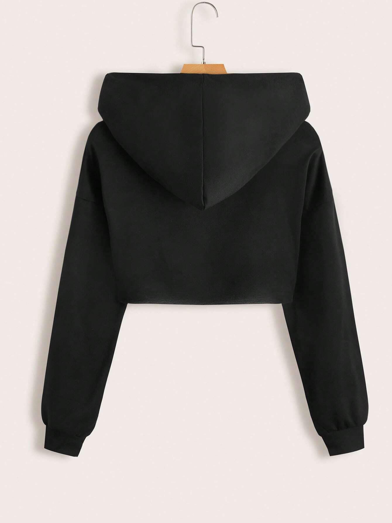 ROMWE Heathered Knit Cutout Drawstring Hoodie shein