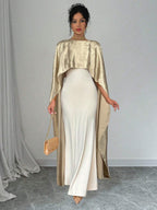 1pc Women's Elegant Long Evening Dress With Shawl Collar shein