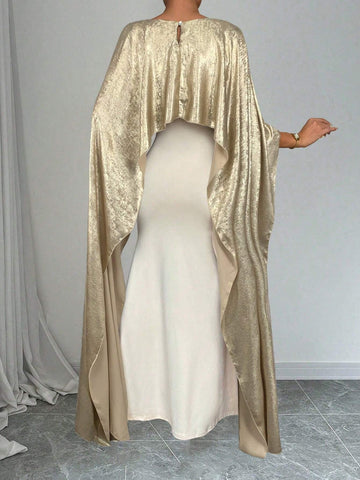 1pc Women's Elegant Long Evening Dress With Shawl Collar