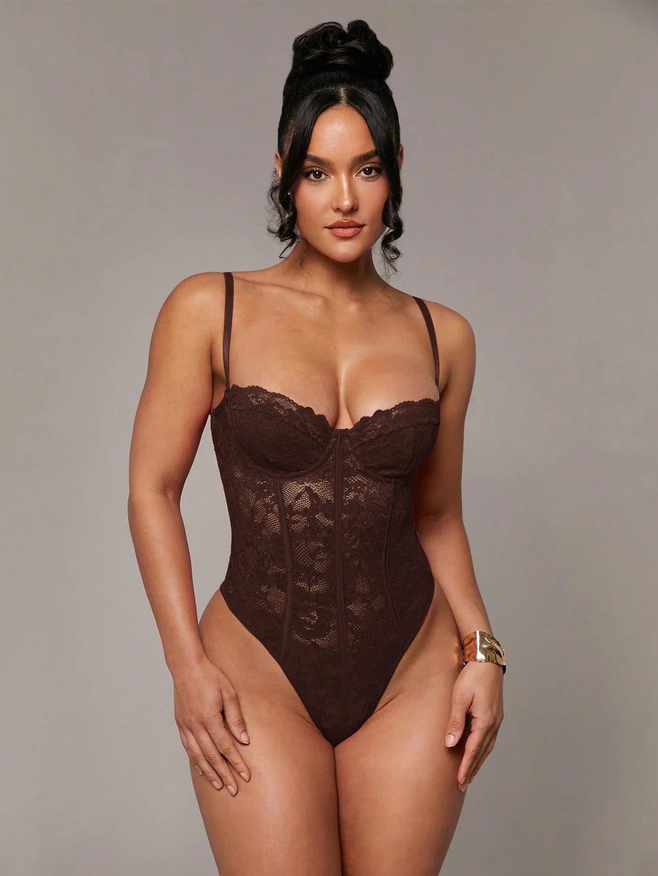 Sexy Lace Bodysuit shein