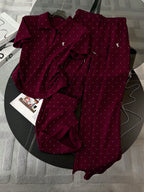 Polka Dot Digital Print, Embroidered Minimalist Polo Collar T-Shirt + Pants shein