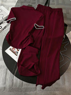 Embroidered Fashionable Minimalist Women's Polo Collar T-Shirt + Pants shein