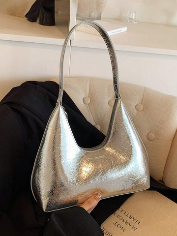 Vintage Minimalist French Style Crescent Moon Armpit Bag