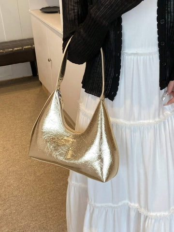 Vintage Minimalist French Style Crescent Moon Armpit Bag