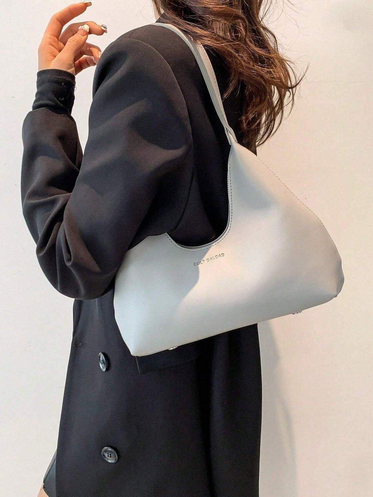 Vintage Minimalist French Style Crescent Moon Armpit Bag shein