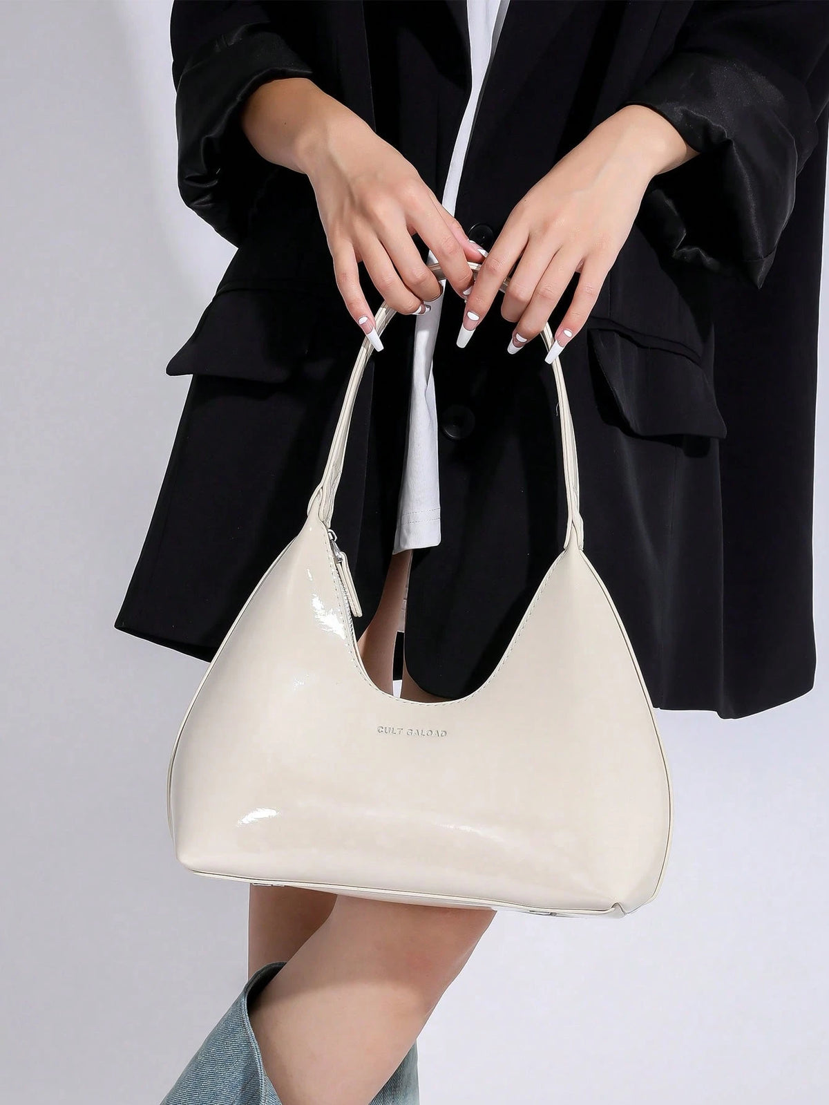 Vintage Minimalist French Style Crescent Moon Armpit Bag shein
