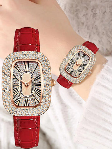 Rhinestone Decor Quartz Watch shein