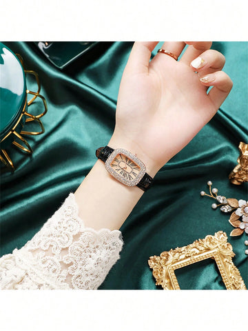 Rhinestone Decor Quartz Watch shein