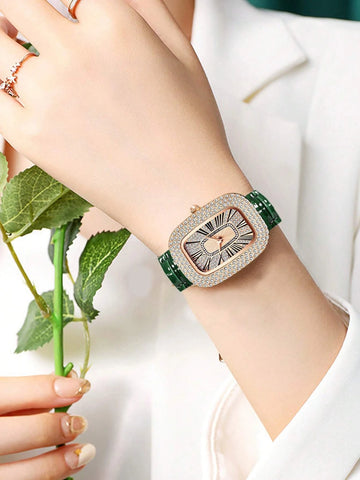 Rhinestone Decor Quartz Watch shein