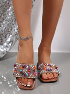 Rhinestone Embellished Slip-On Sandals shein