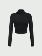 Women Elegant Stand Collar Long Sleeve T-Shirt And Long Knit Skirt Set shein