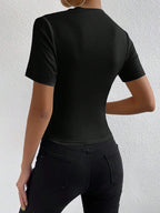 RosyDaze Ruched Mock Neck Tee shein