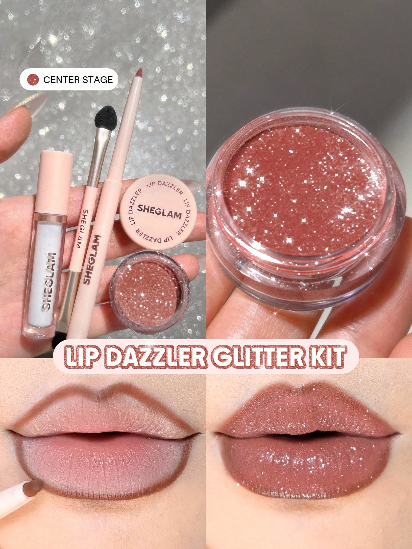 Lip Dazzler Glitter Kit-Red Carpet Long-Lasting Glitter Lip Gloss
