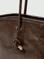 1pc Coffee Brown Quilted Zipper Closure PU Solid Color Bowling Bag shein
