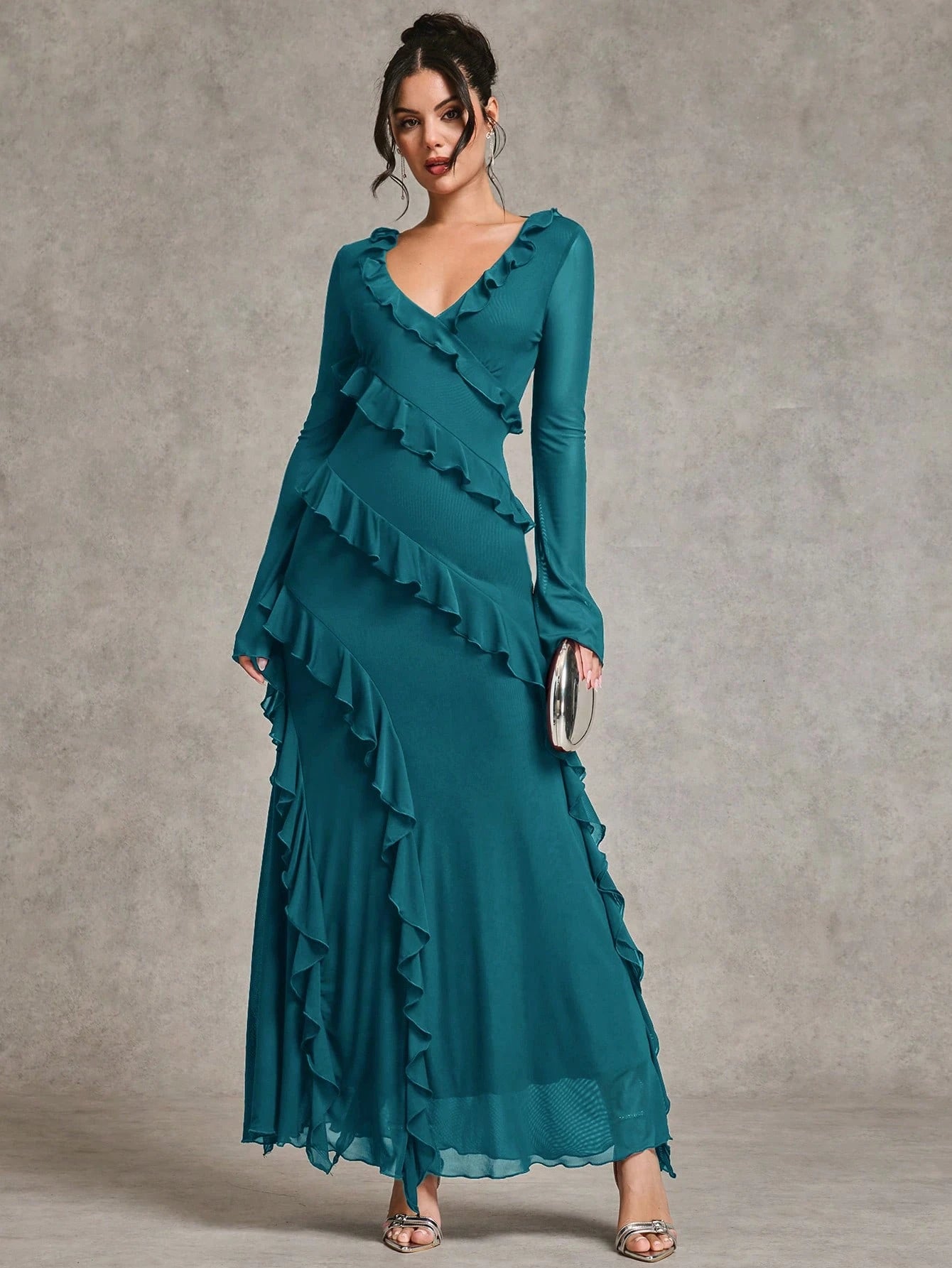 BAE Autumn Long Sleeve Maxi Dress shein