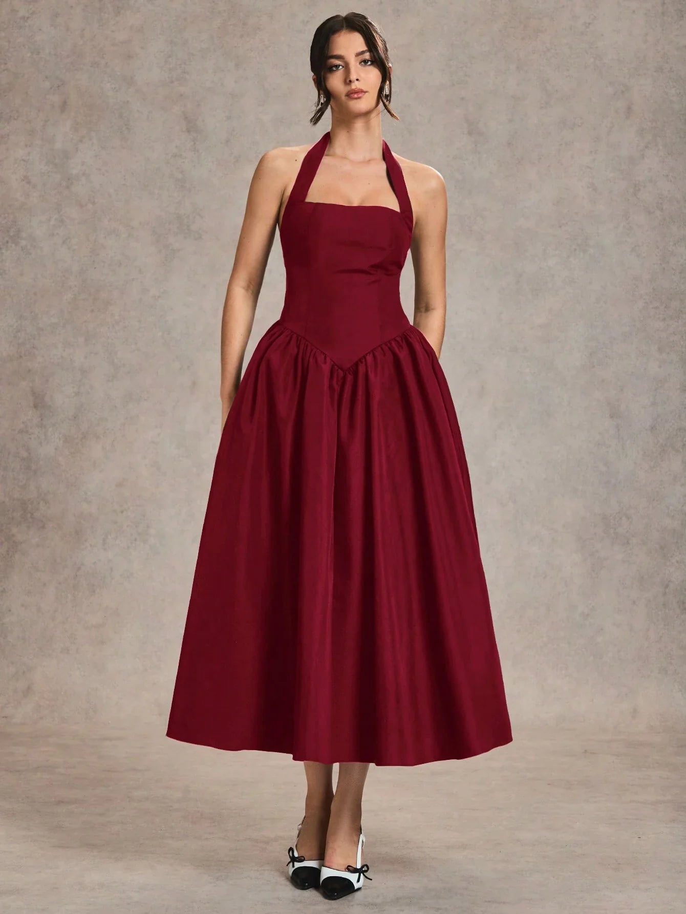 Women's Long Neck-Tie Dress shein