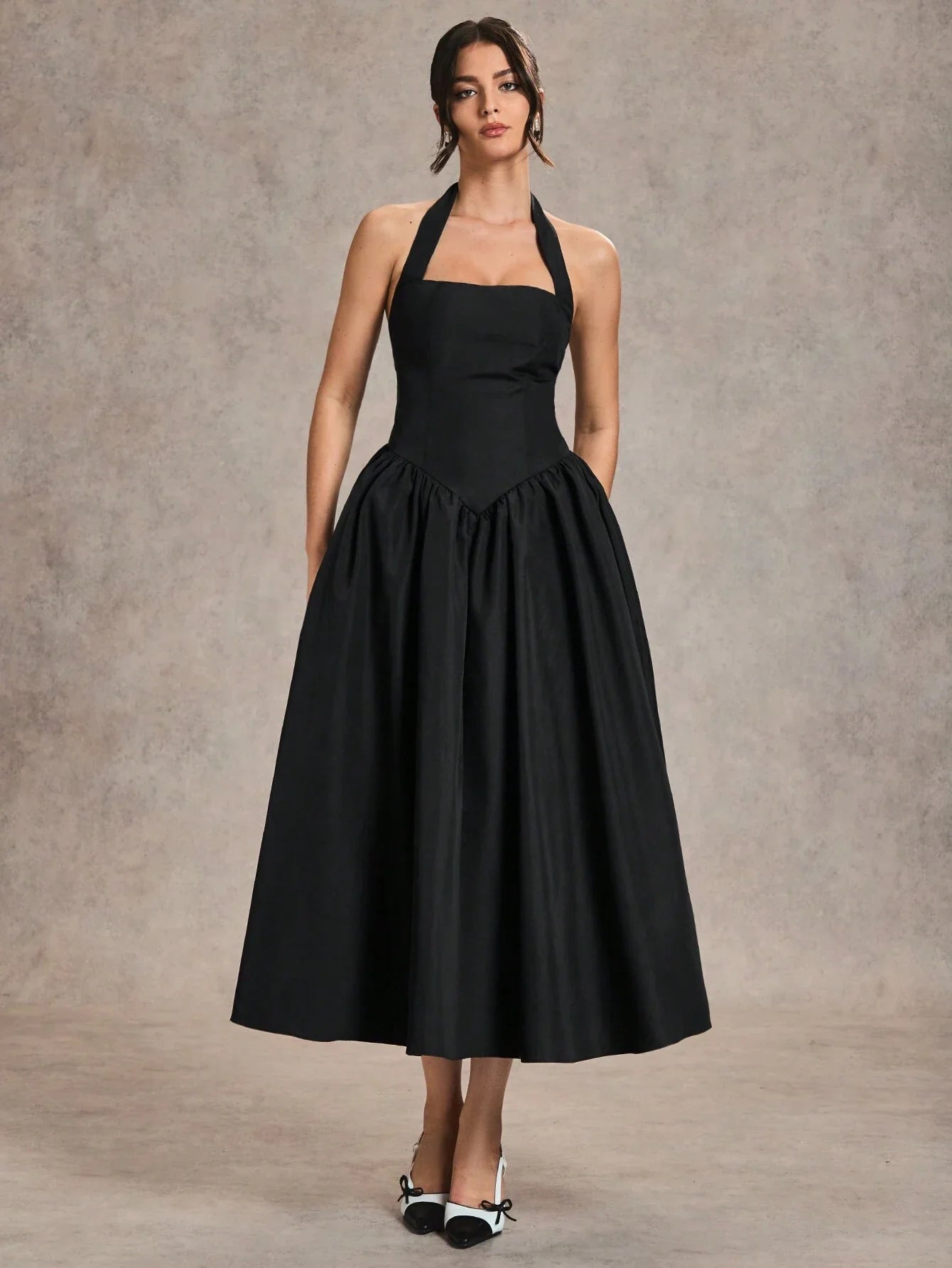 Women's Long Neck-Tie Dress shein