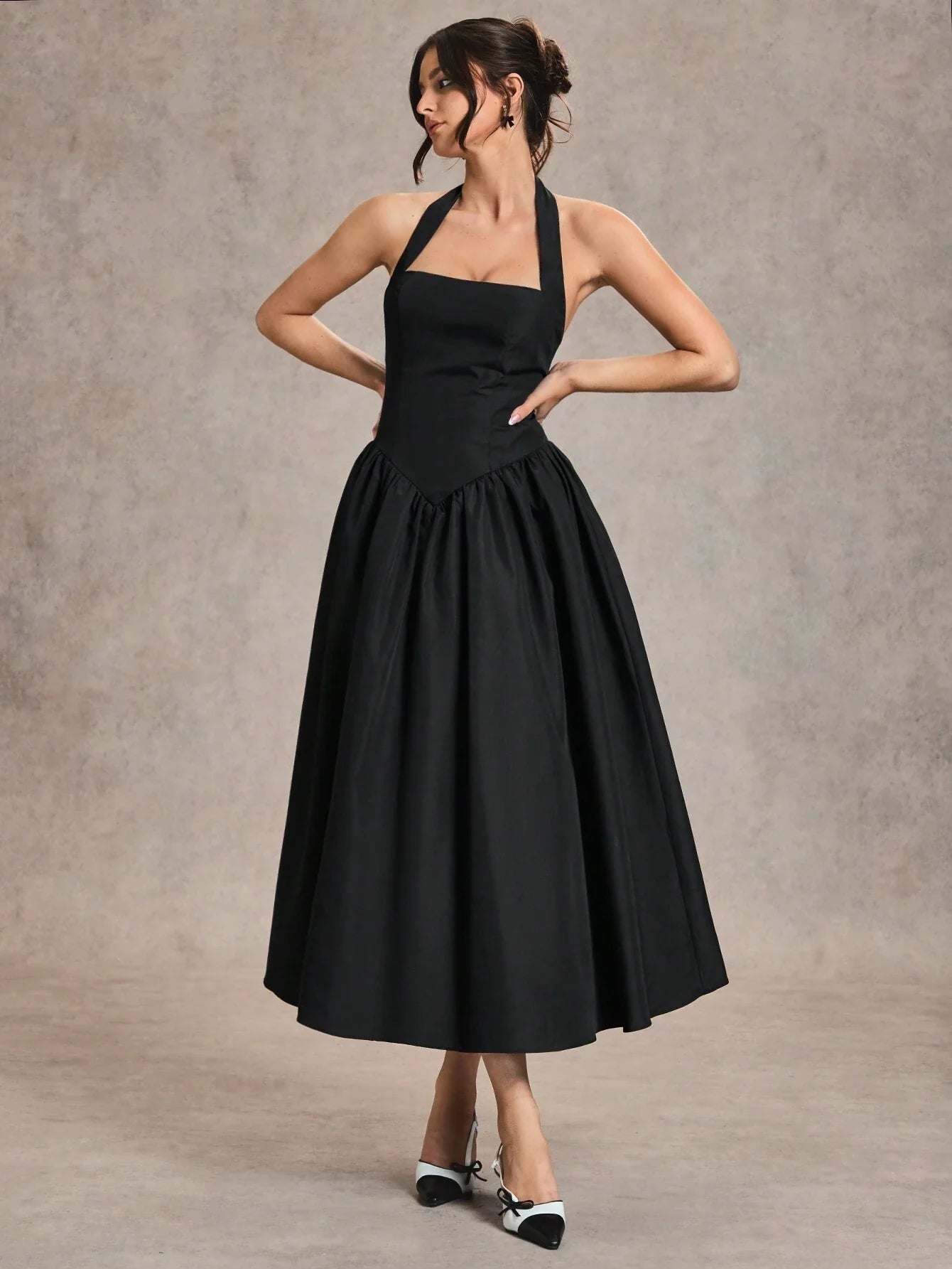 Women's Long Neck-Tie Dress shein