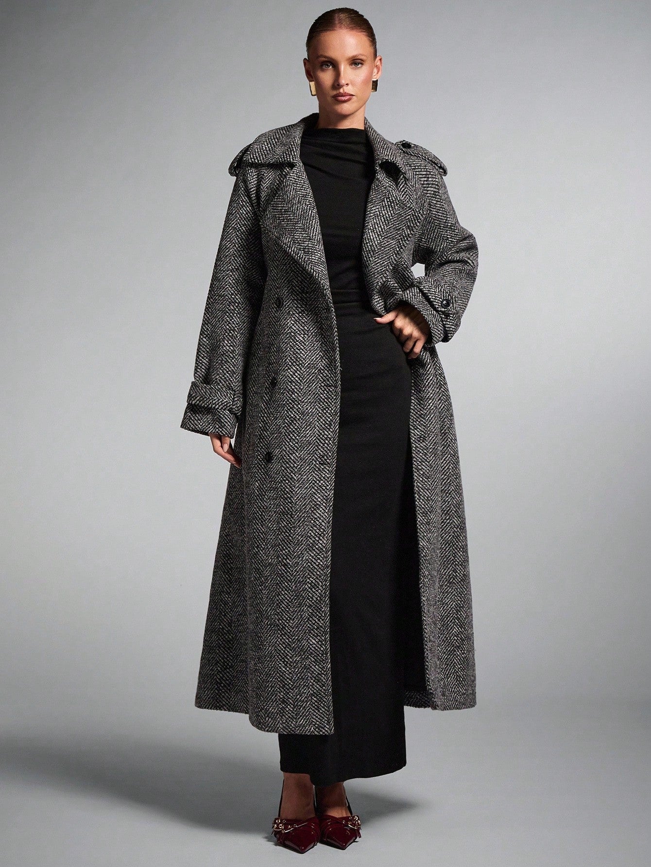 Women Solid Color Long Sleeve Button Down Tie Front Casual Jacket